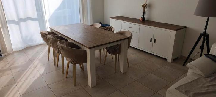 Massief acacia hout woon/eetkamerset, Huis en Inrichting, Complete inboedels, Ophalen