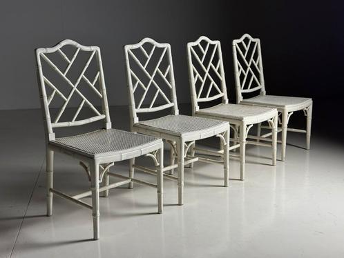 4x Faux Bamboo stoel wit vintage, Huis en Inrichting, Stoelen, Wit, Ophalen
