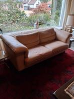 Twee maal zetel in beige leder, Huis en Inrichting, Ophalen, Zo goed als nieuw