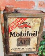 bidon d'huile rare Mobiloil AF des années 1930, Emballage, Utilisé, Enlèvement ou Envoi