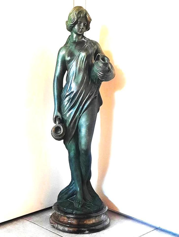 Prachtige oude bronzen standbeeld- 80 cm hoog, Antiek en Kunst, Curiosa en Brocante, Ophalen