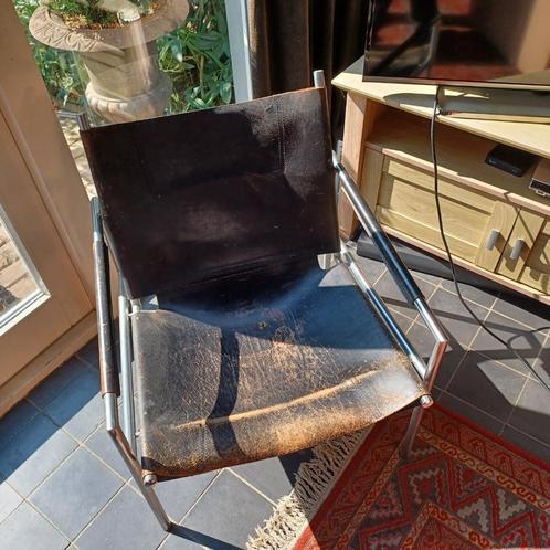 Martin Visser SZ 02 1959 leer, Huis en Inrichting, Zetels | Zetels en Chaises Longues, Gebruikt, Eenpersoons, Minder dan 150 cm