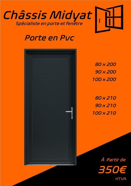 Porte de service pvc Blanc et Anthracite GRAND STOCK, Doe-het-zelf en Bouw, Deuren en Vliegenramen, Nieuw, Buitendeur, Kunststof