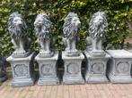 2 Leeuwen op Sokkels, Tuin en Terras, Ophalen, Nieuw, Beton, Dierenbeeld