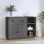 Buffet 98,5 x 40 x 75 cm en bois de pin massif gris, Envoi, Neuf, Gris