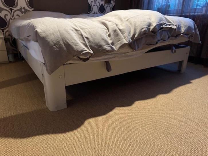 Aupingbed Auronde wit - 2 persoons, Huis en Inrichting, Slaapkamer | Bedden, Gebruikt, Tweepersoons, 180 cm, 200 cm, Hout, Wit