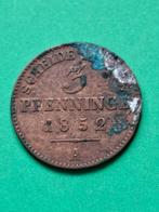 1852 A Duitsland 3 pfennig Friedrich Wilhelm IV Berlijn, Verzenden, Duitsland, Losse munt