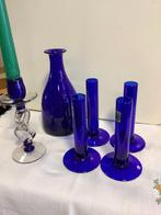 6 vases et bougeoir bleu roi, Bleu, Chandelier, Enlèvement ou Envoi