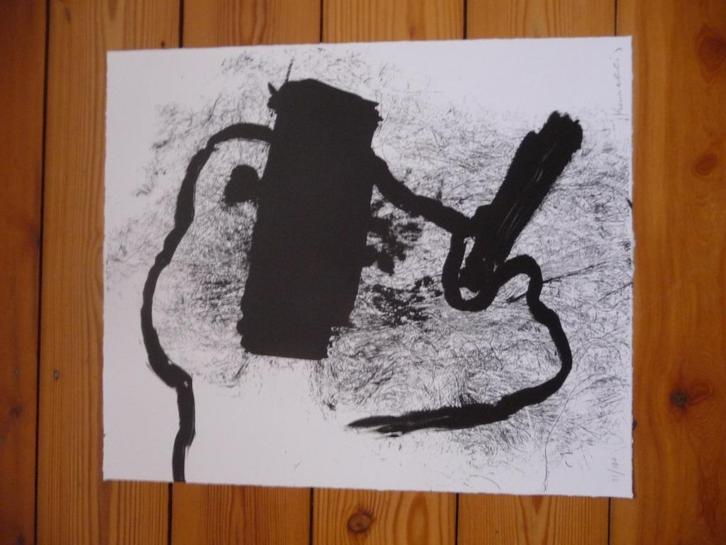 JANNIS KOUNELLIS ; MOOIE LITHO, ORIGINEEL GESIGNEERD, Antiek en Kunst, Kunst | Litho's en Zeefdrukken, Ophalen of Verzenden