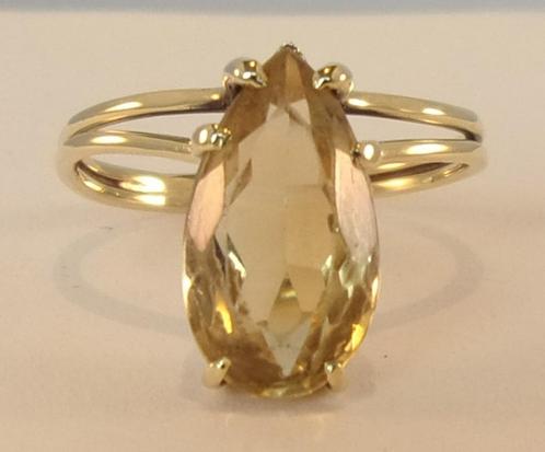 Antieke 14 karaat gouden ring met Goudtopaas, Handtassen en Accessoires, Antieke sieraden, Ring, Goud, Met edelsteen, Verzenden