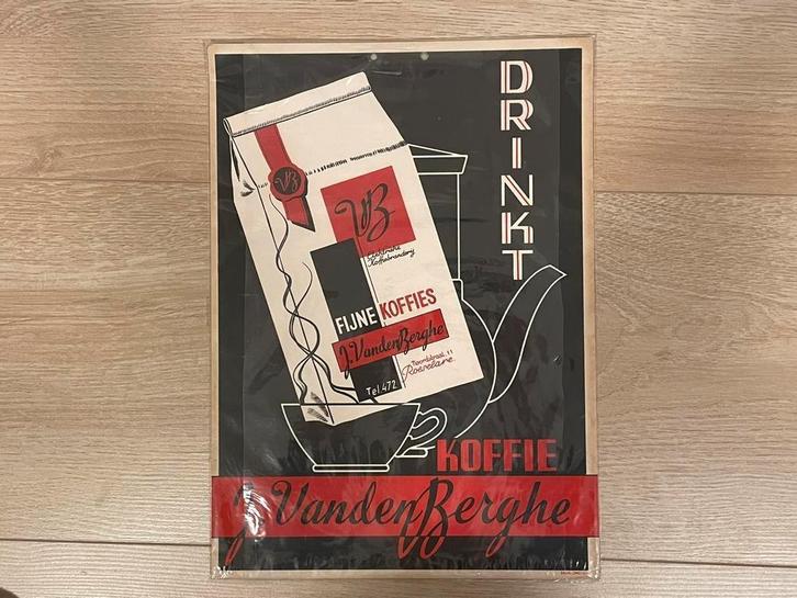 Reclamebord Reclameplaat Koffiebranderij J. Vandenberghe, Collections, Marques & Objets publicitaires, Comme neuf, Panneau publicitaire