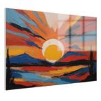 Peinture sur verre Sunset 105x70cm + système d'accrochage, Maison & Meubles, Envoi, Neuf