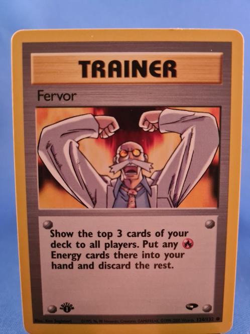 Fervor 124/132 - Gym Challenge (1st edition), Hobby en Vrije tijd, Verzamelkaartspellen | Pokémon, Gebruikt, Verzenden