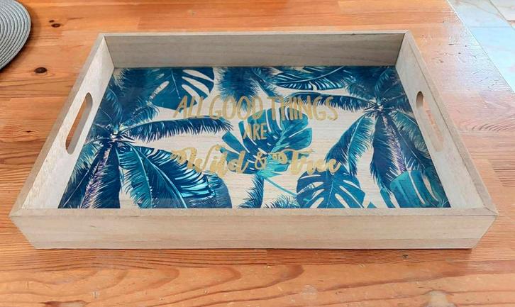 Houten keuken/dienblad — Palm patterns, Huis en Inrichting, Woonaccessoires | Dienbladen, Zo goed als nieuw, Hout, Ophalen of Verzenden