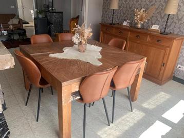 Teak dressoir, teak tafel met 6 stoelen, Enlèvement, Utilisé