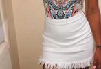 Witte rok met franjes onderkant, Kleding | Dames, Rokken, Ophalen of Verzenden, Zo goed als nieuw, Maat 36 (S)