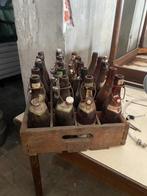 Houten biercontainer en zijn 20 antieke flessen, Antiek en Kunst, Ophalen