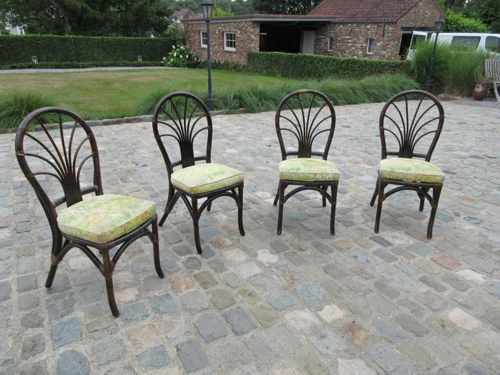 4 stoelen in bambou rotan stoelen voor terras veranda tuin, Antiek en Kunst, Curiosa en Brocante, Ophalen