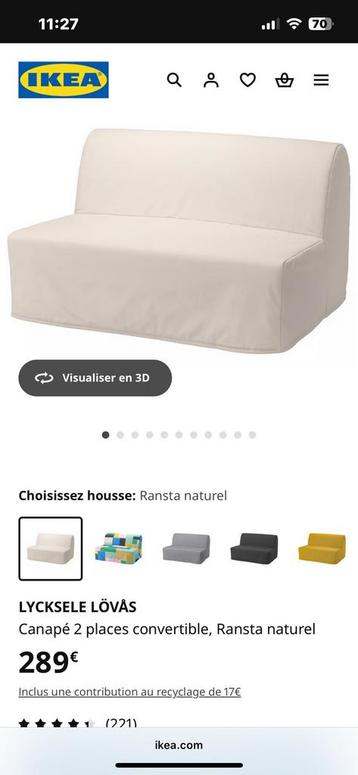 Canape lit ikea 2 housses, Enlèvement, Comme neuf