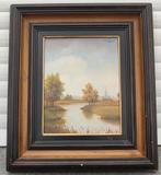 huile sur panneau village signe carl prevot, Antiquités & Art, Enlèvement ou Envoi