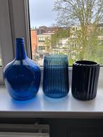 lot de 3 vases bleus, Bleu, Enlèvement, Utilisé, Moins de 50 cm