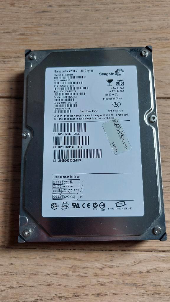 HDD 3.5 Seagate 40 GB IDE - ST340014A, Computers en Software, Harde schijven, Gebruikt, Desktop, Intern, HDD, IDE, Ophalen