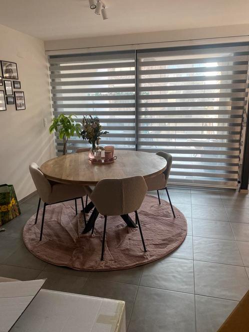 Ronde tafel  van mangohout, Huis en Inrichting, Tafels | Eettafels, Zo goed als nieuw, Metaal, Ophalen