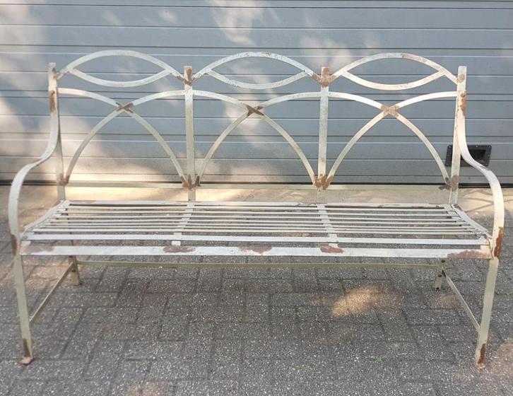 Franse Brocante tuinbank parkbank gemaakt van smeedijzer, Tuin en Terras, Tuinbanken, Zo goed als nieuw, Metaal, Ophalen of Verzenden