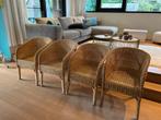 4  rieten vintage retro stoelen, Osier ou Rotin, Autres couleurs, Vintage, Enlèvement