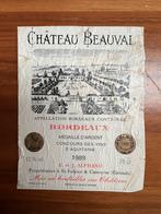 Etiket : 1989 bordeaux: Chateau Beauval, Verzamelen, Wijnen, Ophalen of Verzenden