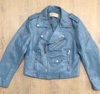 ZARA Leren biker jacket in lichtblauw maat M (zgan)!, Maat 38/40 (M), Blauw, Zara, Ophalen of Verzenden