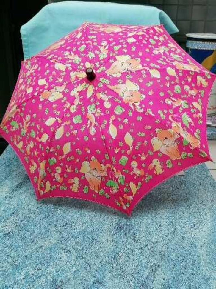 Chinese kinderparasol houten popje Seventies Gemerkt Topper!, Antiek en Kunst, Curiosa en Brocante, Ophalen of Verzenden