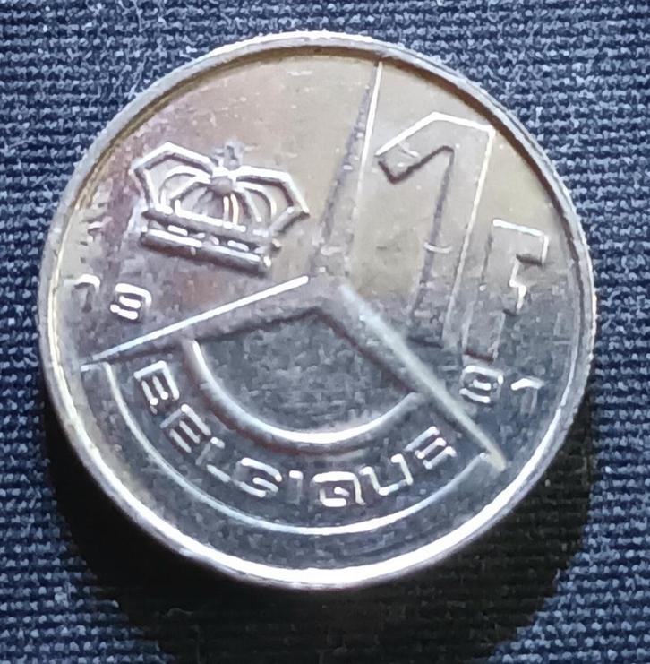 Misslag: 1 frank 1991 FR - Boudewijn I (1/8 slag), Postzegels en Munten, Munten | België, Losse munt, Verzenden