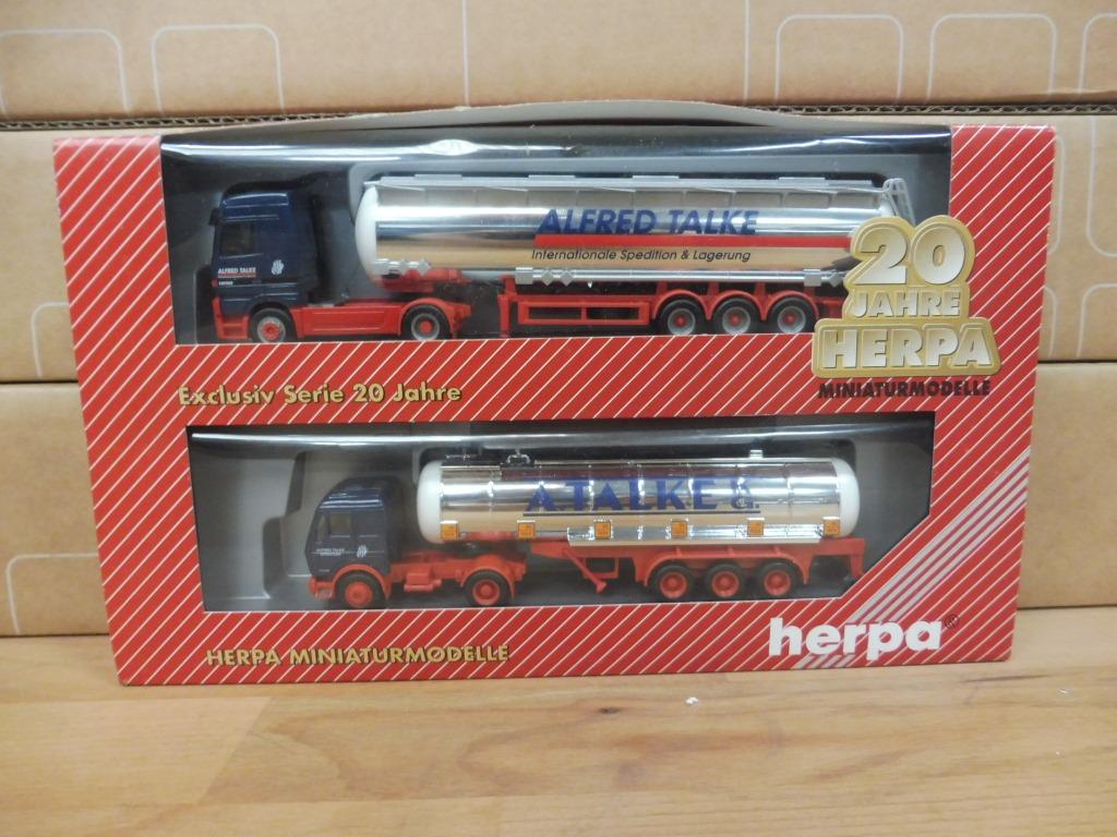 1:87 Herpa Set 2x Mercedes Benz truck & Tank trailer Talke, Ophalen of Verzenden, Zo goed als nieuw, Bus of Vrachtwagen, Herpa