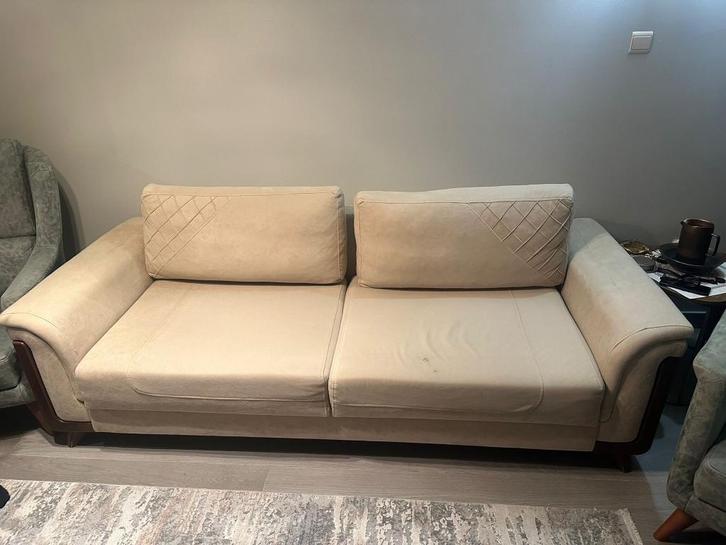 Zetel, Huis en Inrichting, Zetels | Zetels, Gebruikt, Rechte bank, Driepersoons, 150 tot 200 cm, Minder dan 75 cm, Stof, Ophalen