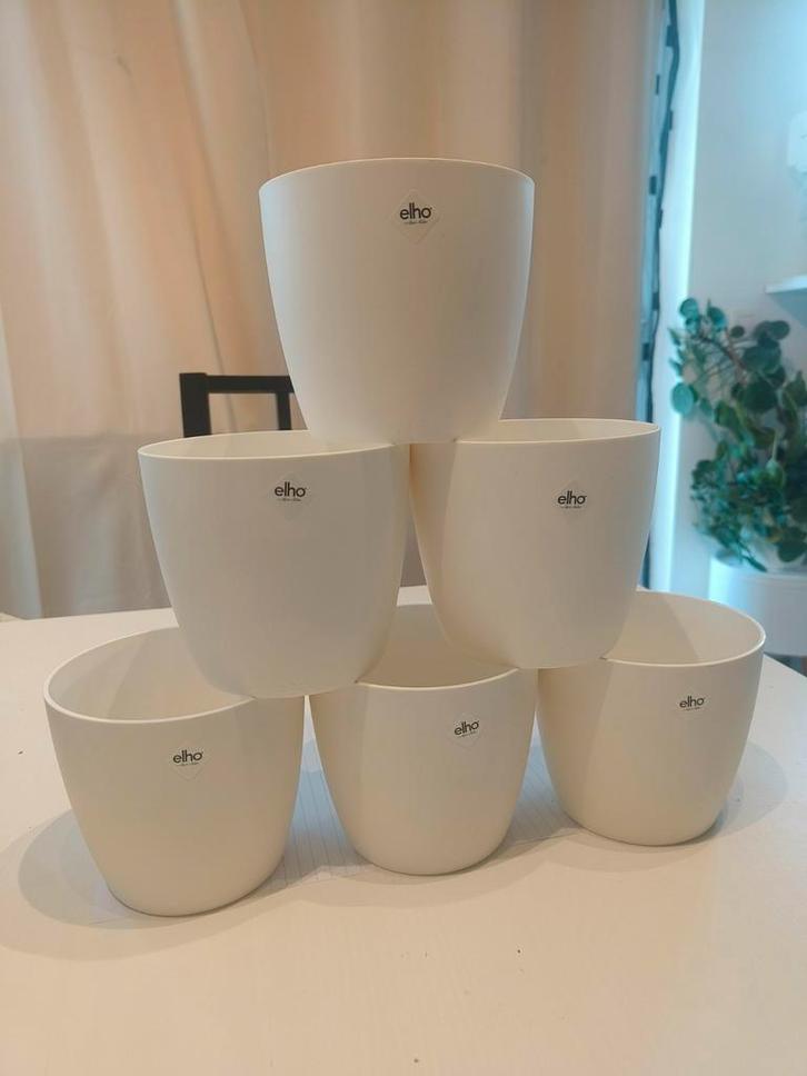 Elho Brussels Round wit 7 cm tem 20cm, Tuin en Terras, Bloempotten, Zo goed als nieuw, Ophalen