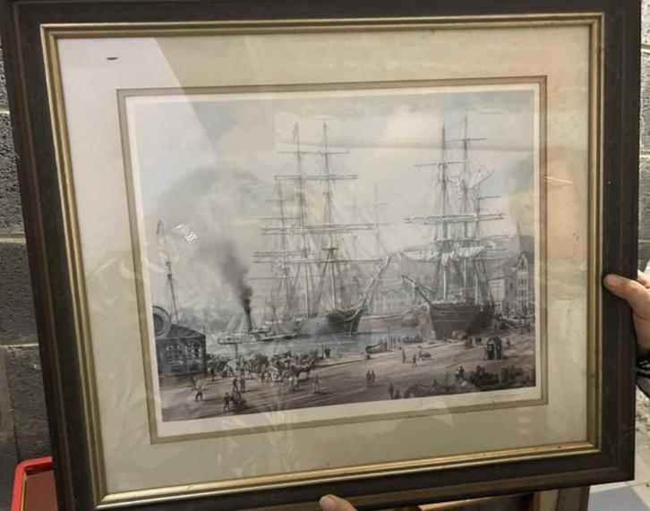 Grande gravure marine encadrée Roy Cross (1985) – Certificat, Antiek en Kunst, Kunst | Schilderijen | Klassiek, Ophalen