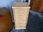 Vintage ladekast in rotan / Bamboo /Boho  look H80xB30xD30, Huis en Inrichting, 5 laden of meer, Ophalen, Gebruikt