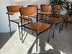 Retro stoelen Gijs Van Der Sluis - set van 6st, Ophalen, Gebruikt, Bruin, Vintage industrieel