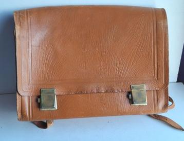 Très ancien cartable d'écolier (mallette) en cuir, Enlèvement ou Envoi
