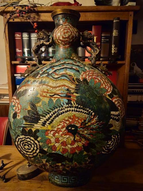 Bronze Moonflask(cloisoné)1796-1820. Large, Antiquités & Art, Antiquités | Vases, Enlèvement