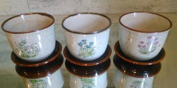 Vintage bloempotten botanica porselein 11cm 3stuks beschikbaar voor biedingen