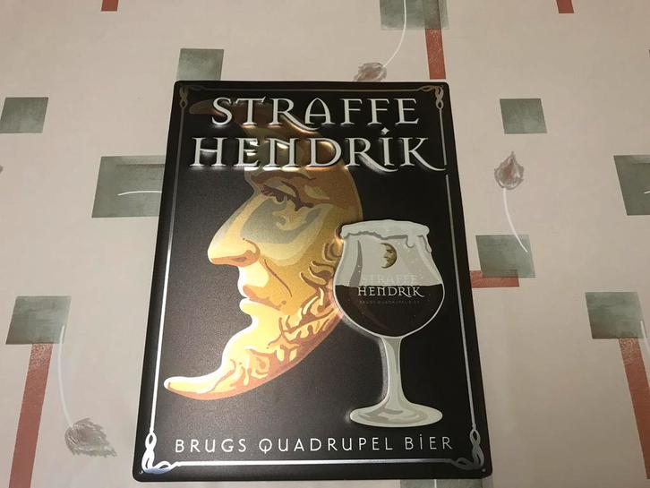 Straffe Hendrik reclamebord metaal, Verzamelen, Biermerken, Zo goed als nieuw, Reclamebord, Plaat of Schild, Ophalen of Verzenden