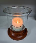 Grand bougeoir vintage sur socle en bois, Comme neuf, Brun, Autres matériaux, Chandelier