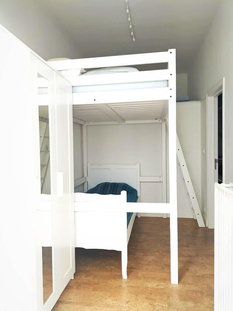 Hoogslaper Frame Stora (Ikea) met lattenbodem en matras, Huis en Inrichting, Ophalen, Gebruikt, Hoogslaper, 140 cm