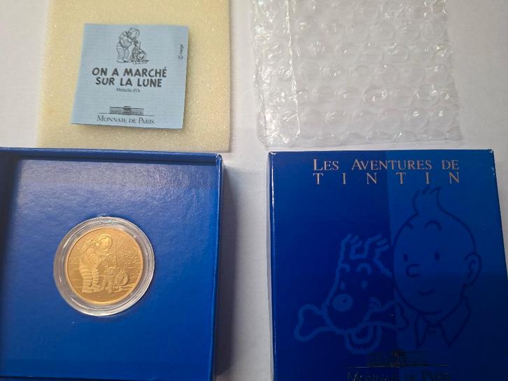 Pièce en or Tintin 17 gr 750/1000, Timbres & Monnaies, Monnaies | Belgique, Série, Or, Or, Enlèvement
