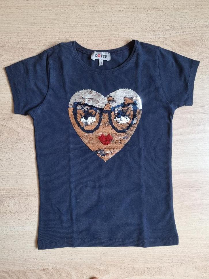 T-shirt bleu avec cœur - Dotts - taille 152, Enfants & Bébés, Vêtements enfant | Taille 152, Utilisé, Fille, Chemise ou À manches longues