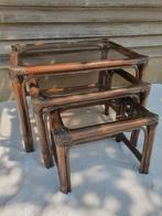 Tables Gigognes Vintage en bambou et rotin, 1960s, Set de 3, Enlèvement