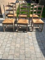6 eiken stoelen met rieten zitting, Huis en Inrichting, Stoelen, Ophalen, Zo goed als nieuw