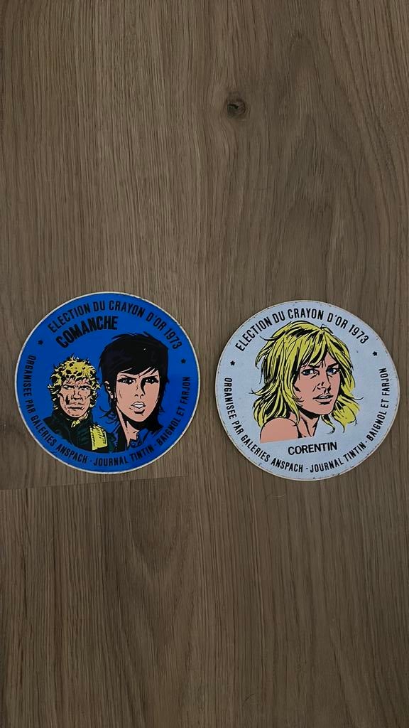 Autocollant vintage - BD Crayon d’or 1973 - journal Tintin, Collections, Enlèvement ou Envoi, Comme neuf, Bande dessinée ou Dessin animé